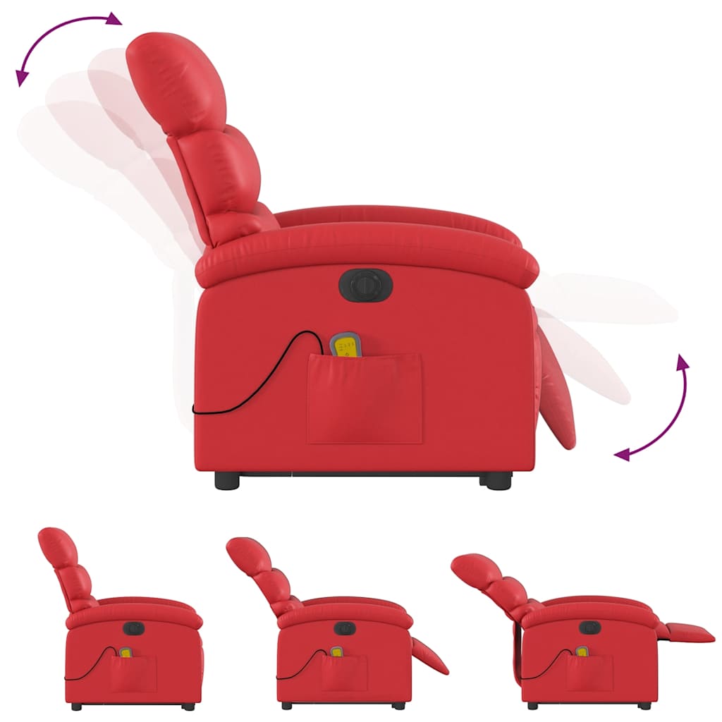 Reclining Electric Red Lift-Up Armchair with Massage