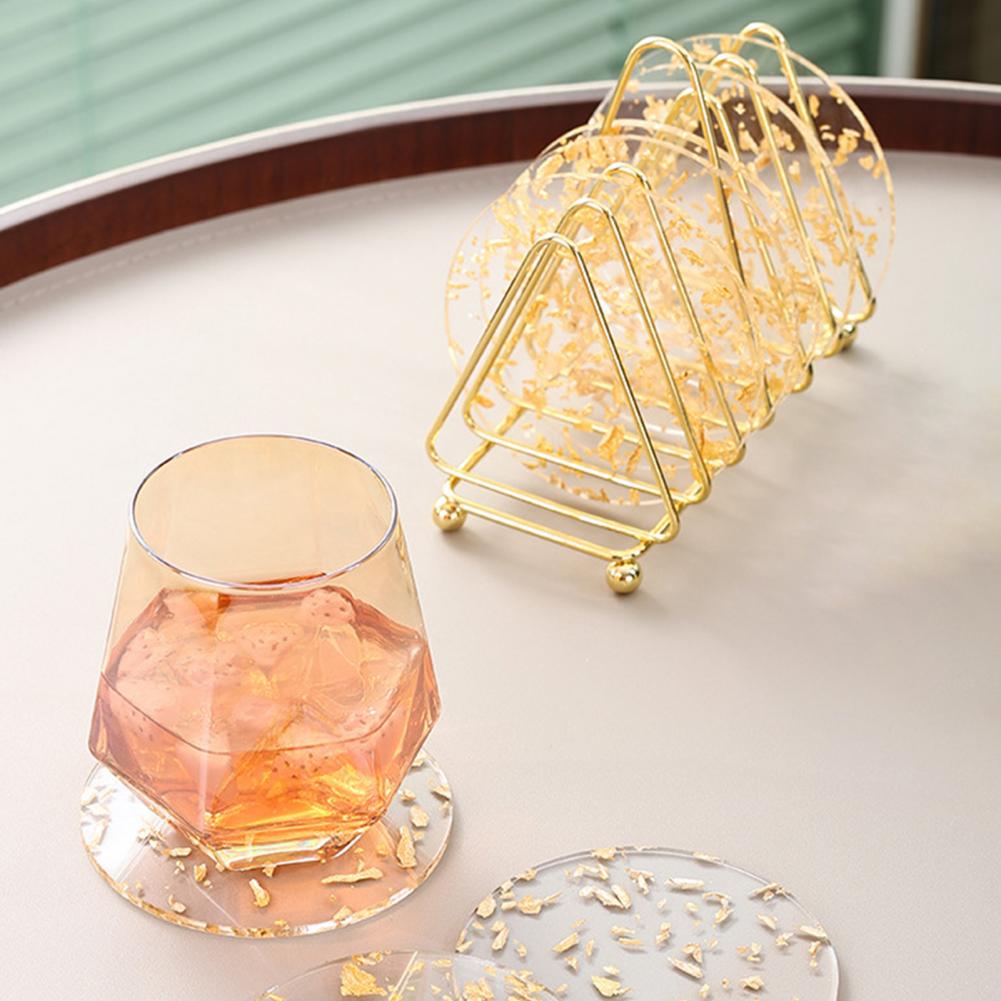 Gold Foil Decor Cup Mat Heat Insulation Cup Pad Non-Slip Tea Cup Mat Dining Table Cup Coaster Drink Cup Mat Tea Coasters