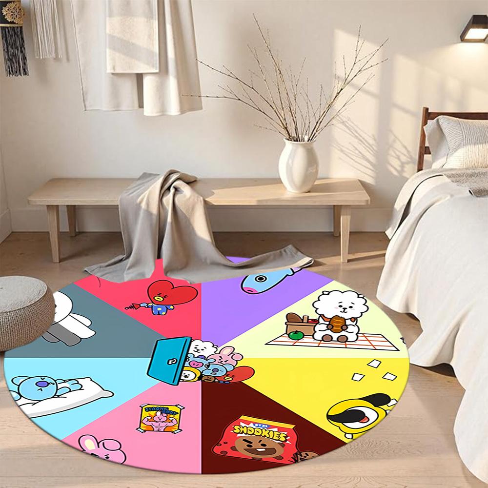 Bt21 Round Floor Rug Design for Hallway Balcony Living Rooms Dining Room Antislip Round Carpet Office home decor Wedding Party Gift