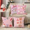 Christmas Pink Throw Pillow Covers Pattern Cushion Cover Suitable for Sofa Bedroom Car Pillow Cover