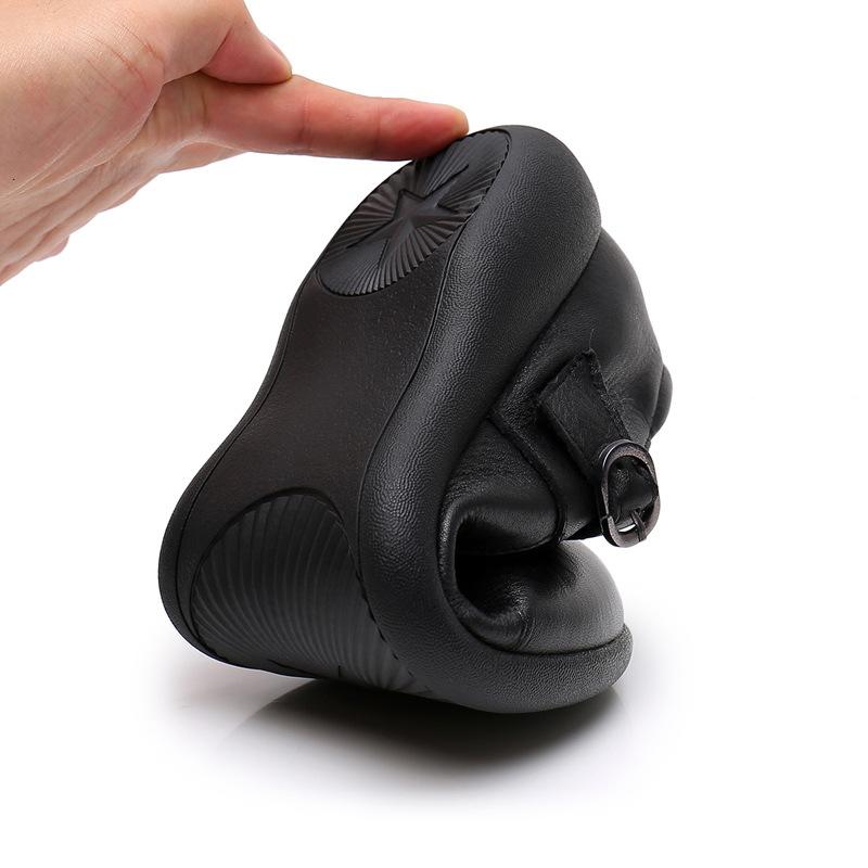 Fashion GKTINOO Leather Shoes Women Mary Janes Genuine Leather Women's Shoes Round Toe Belt Buckle Ladies Casual Flats Large Size