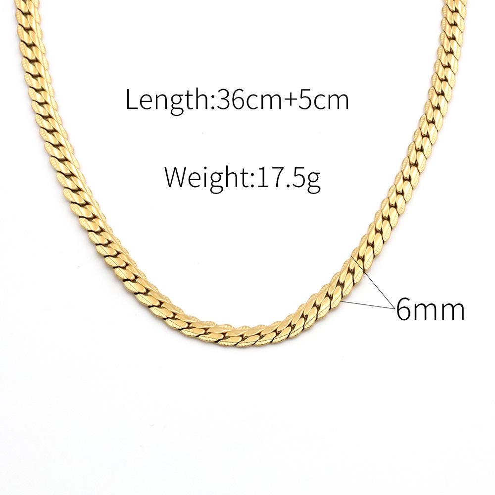 Аксессуары Стильная Простая Нержавеющая Сталь Nk Рельефная Цепь 18 Карат Золото 6 мм Цепочка Ожерелье Не Выцветает