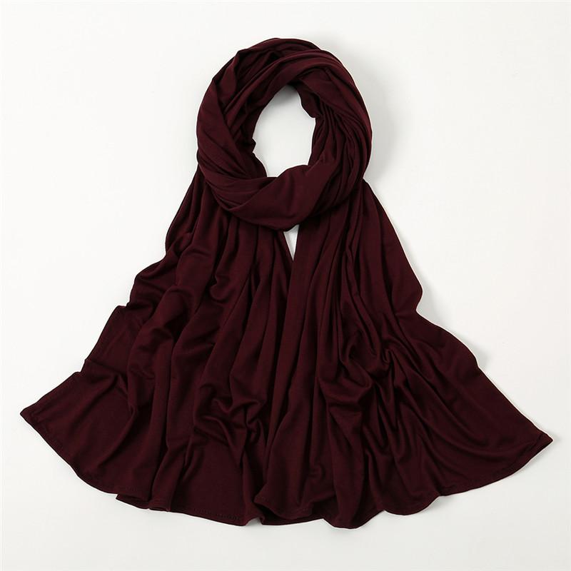 Plain Jersey Thick Hijab Scarf Cotton Polyester Wrap Elasticity Shawls Foulards Long Stretchy Turban Muslim Head Snood 180*60Cm