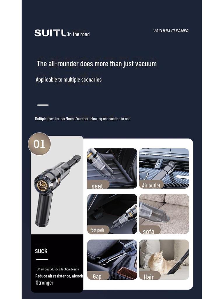 Handstaubsauger mit bürstenlosem Hochleistungsmotor, kabellos, mit Staubblas- und Aufblasfunktion