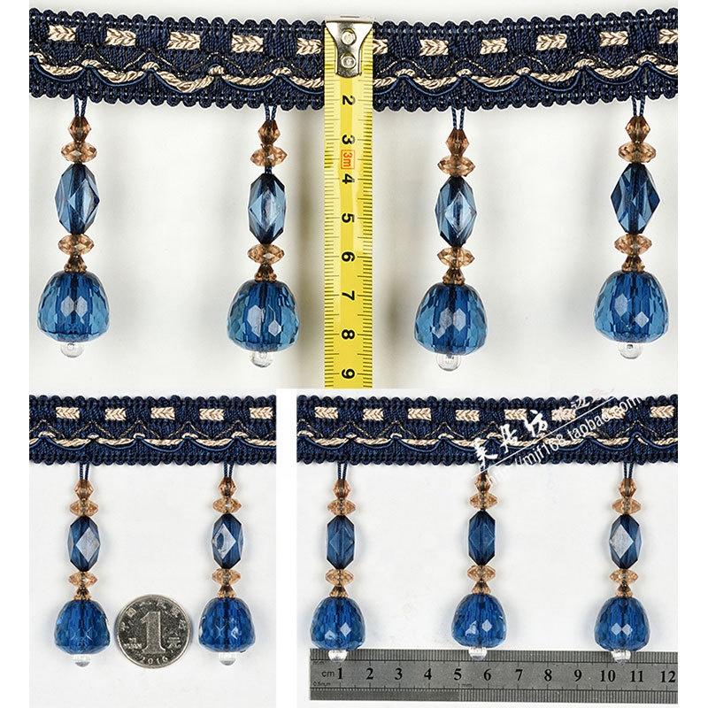 Lace Crystal Beads Accessories Tassels for Curtains European Decorative Hanging Table Edge Pendants in Stock