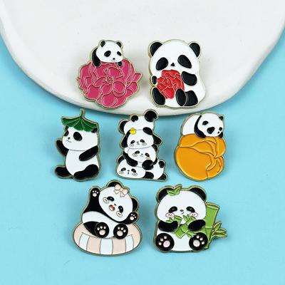 Panda Cartoon Brooch - Cute Metal Badge for Children's Bags & Clothing