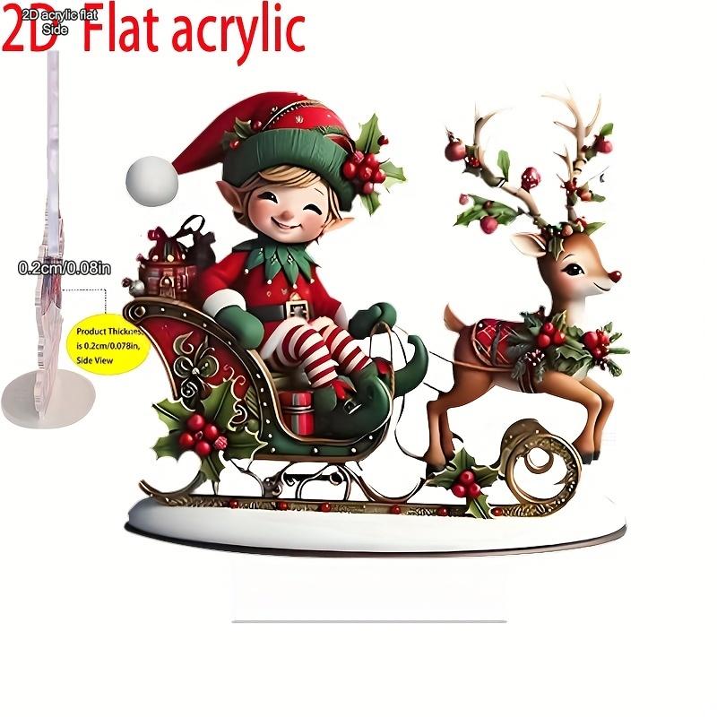 2D Flat Bohemian Christmas Elf Reindeer Desktop Decoration, Snowman, Gnome & Holiday Motifs, Suitable for wall decoration, porch, room, villa, accents