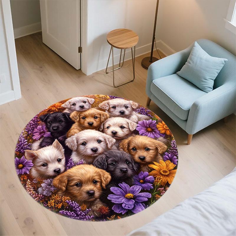 Cute Animals pattern round rug,Carpet Rug for Living Room Bedroom Playroom ,Non-slip Floor Mat,Holiday Gifts and Birthday Gifts.
