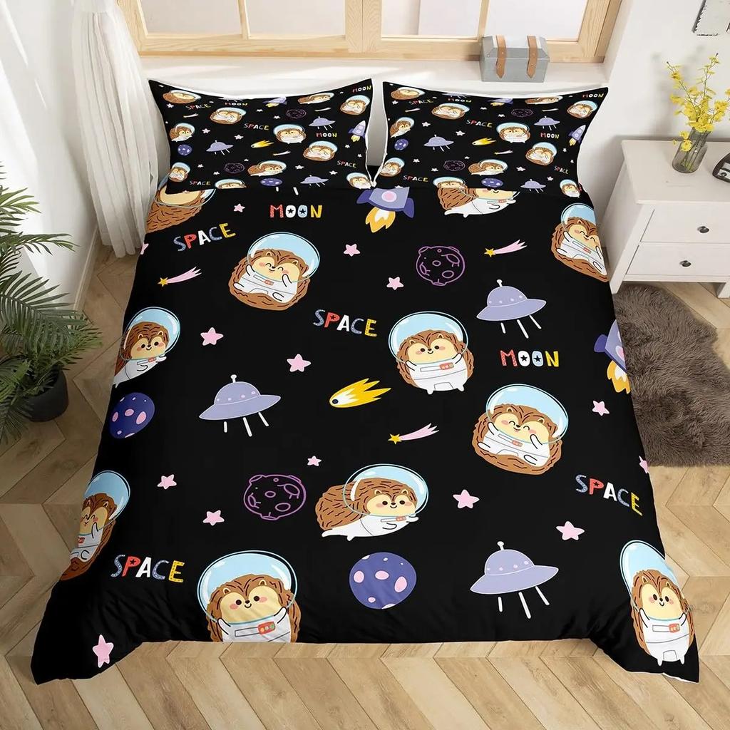 Housse de couette Astronaute Univers Galaxie Ensemble de literie Thème Espace Extérieur Housse de couette Garçons Enfants Décor de Chambre Ciel Étoilé Housse de couette
