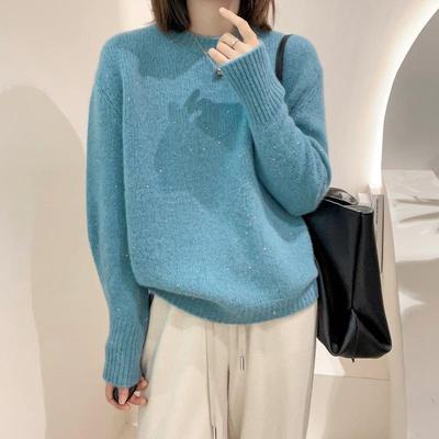 Women's Soft Knit Long-Sleeve Sweater: Fashionable, Versatile, Round Neck, Perfect for Autumn/Winter
