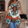 Women's Fashionable Casual Sports Double-ring Vest, Large-sized Tank Vest with Camouflage Printed Patterns, Irregular Hem, Elegant and Simple