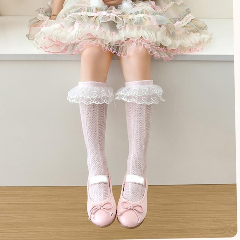 Fashion Lace Calf Socks Socks Breathable Loose Socks for Girls Bowknot High Boot Socks Long Knee High Stockings