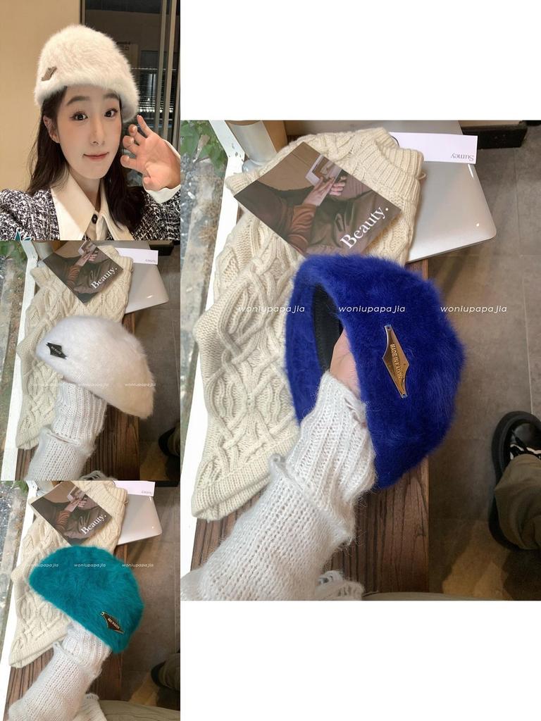 Trendy Rabbit Fur Blended Beret Stylish Casual Winter Hat Fashionable And Warm Beanie