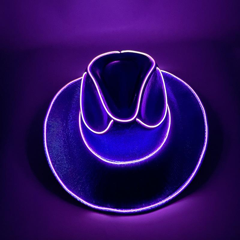 Iridescent LED Light-up Sequin Cowboy Hat for Christmas and Halloween Carnival