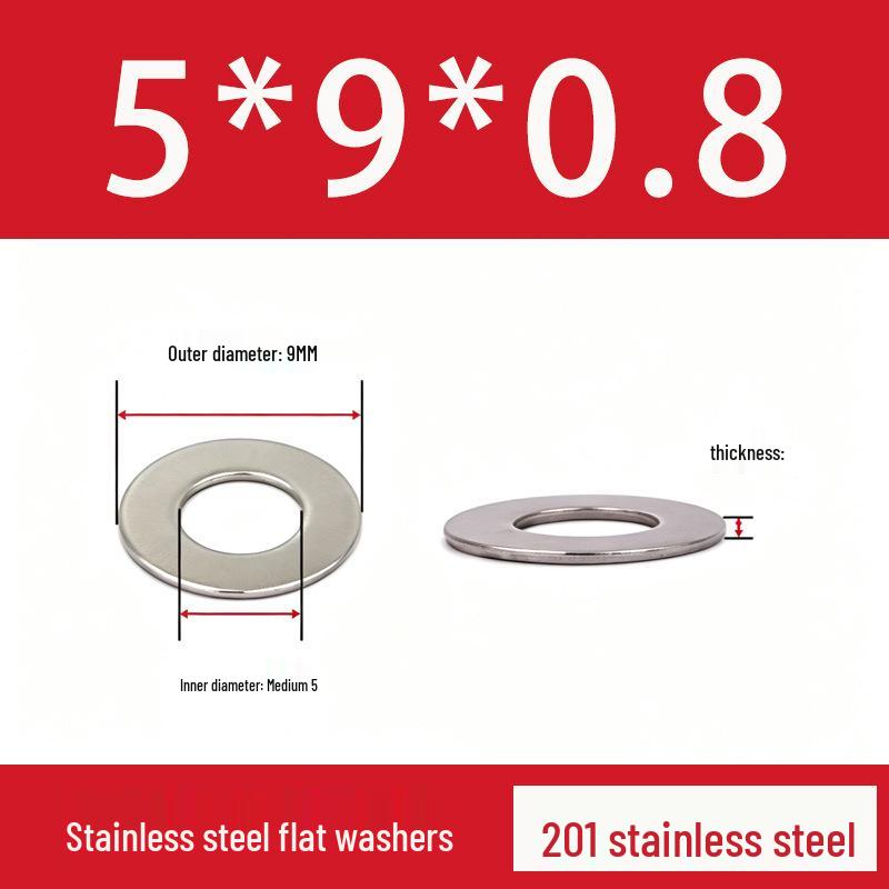 201 Stainless Steel Rust-proof Flat Washer - National Standard Hardware Fasteners with Complete Specifications, In Stock.