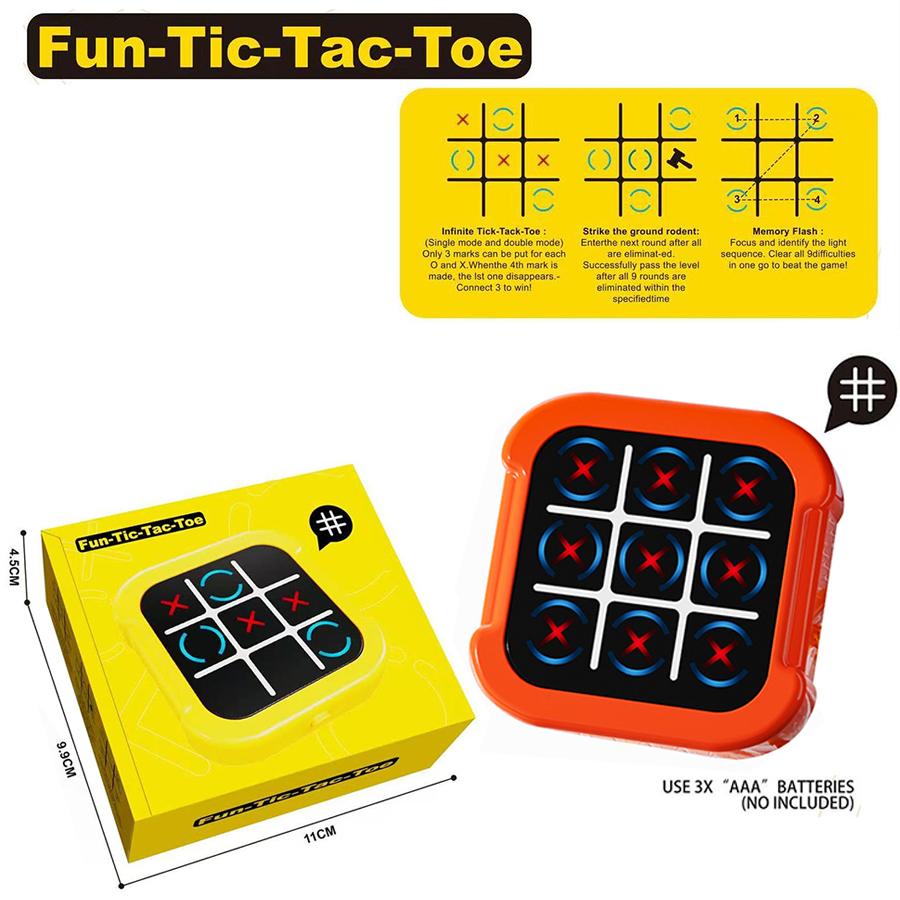 Tic Tac Toe Bolt Game, Original 4-in-1 Handheld Puzzle Game, Portable Travel Games for Car Ride, Toys Gift Idea for Kids and Adu