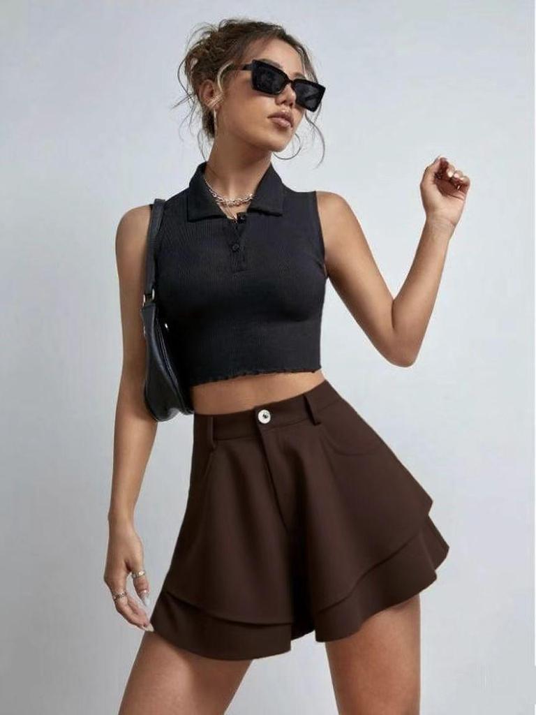 Jupe-costume A-line amincissante taille haute européenne et américaine pour femme Printemps 2026