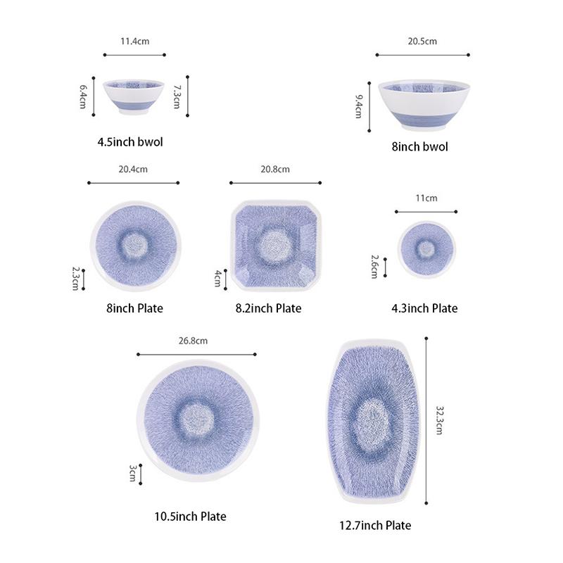 Fioletowe Źrenice Wzór Ceramika Zastawa Stołowa Chińska Starożytna Talerz na Przekąski Owocowe Miseczka do Przypraw Naczynie na Masło Zastawa Stołowa Kuchenna