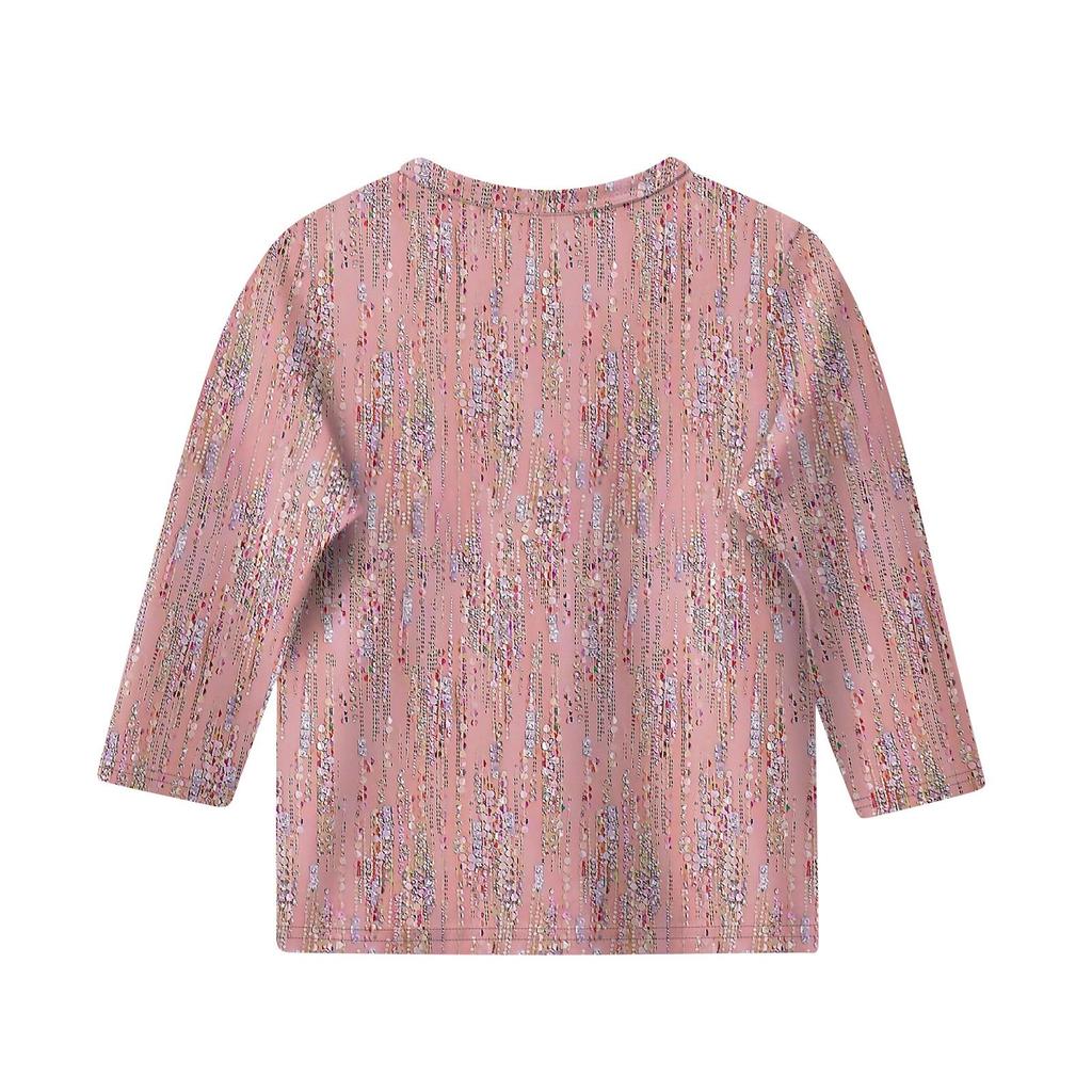 Kinder 3/4 Ärmel Tops Casual Print T Shirt Rundhals Pullover Bluse