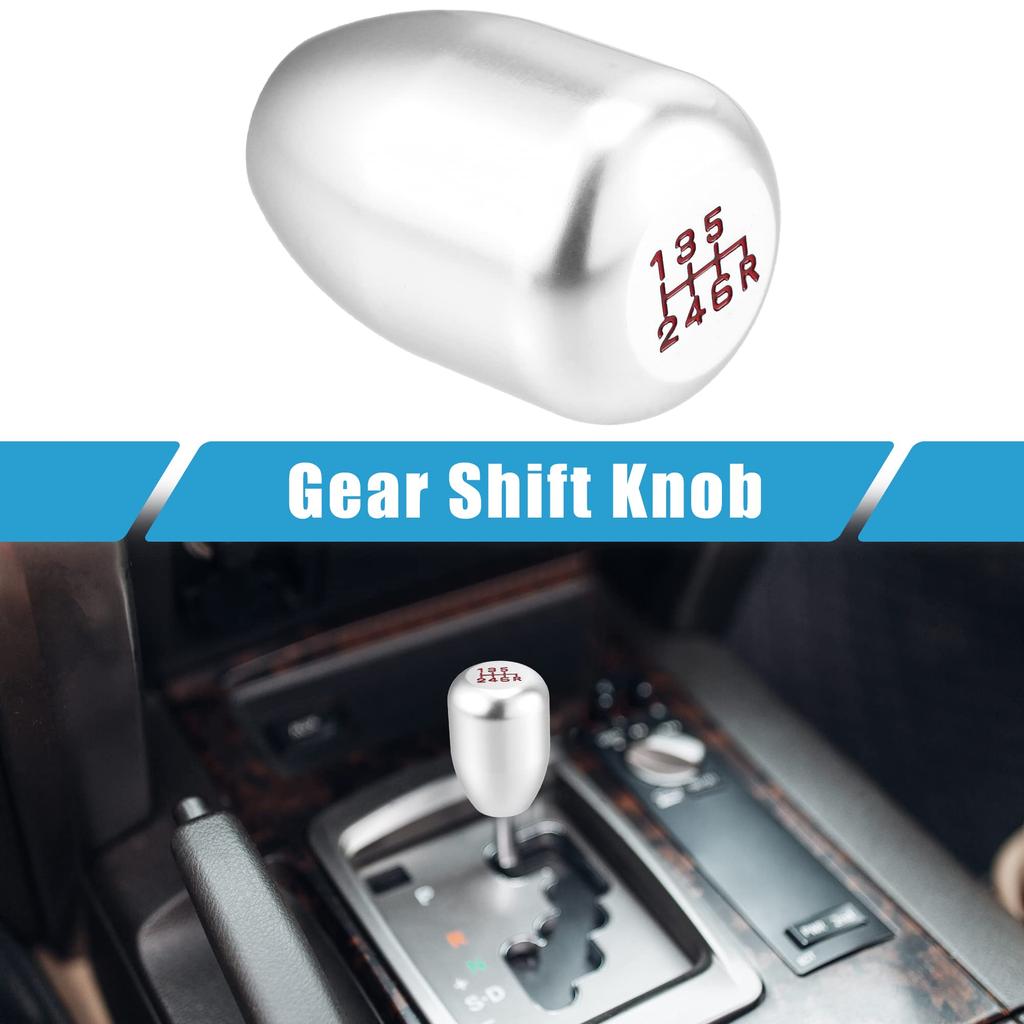 A ABSOPRO 6 Speed Universal Car Gear Shift Knob Stick Shifter Handle Car Shift Knob Silver Tone