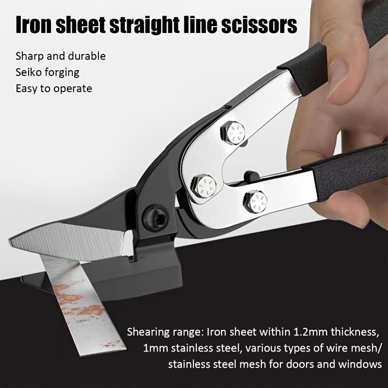 Heavy-Duty Tin Snips - Cr-V Steel Metal Cutter for Thin Steel Plates, Ergonomic Anti-Slip Grip, Light Gray/Black