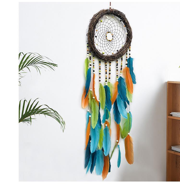 Indian color rattan dreamcatcher ornament DIY hand-woven pastoral retro color pendant