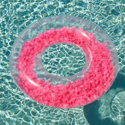 2022 Ultimo Design Piume Ciambella Gonfiabile Rosa Bianco Blu Cerchio da Nuoto Stile Ins Tubo Galleggiante Gonfiabile Zattera Donne