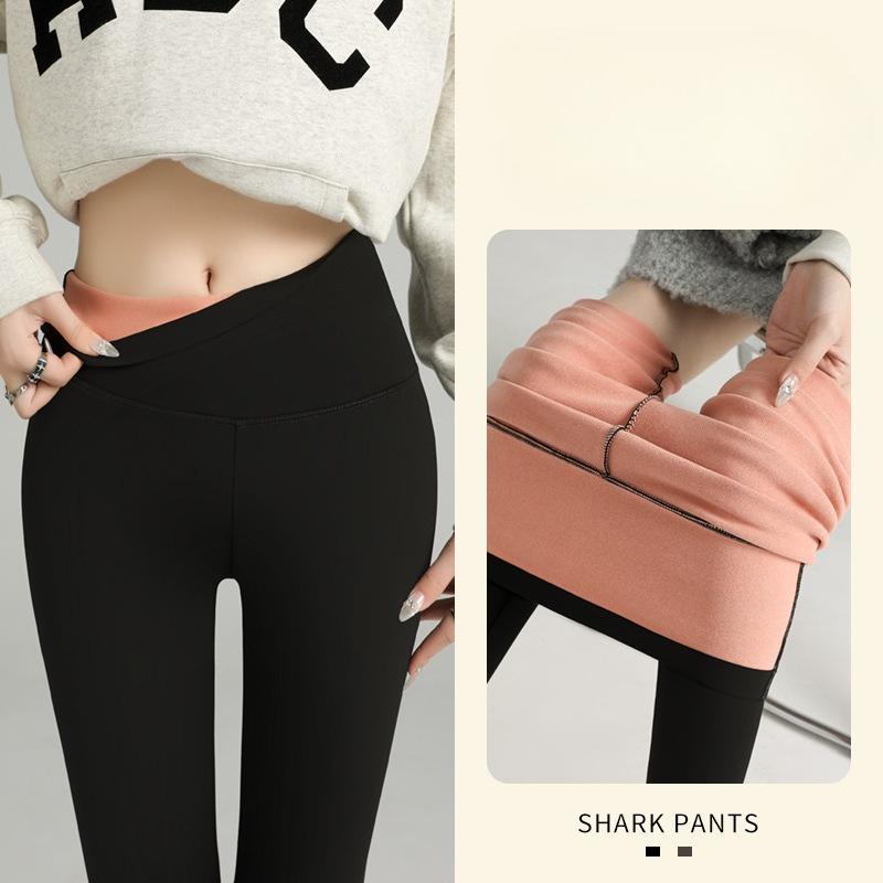 Shark Skin Pants Fleece Lined Women Winter Pink Plush Barbie Pants No Sag Outdoor Wear Thick Tight Warm Ankle Leggings