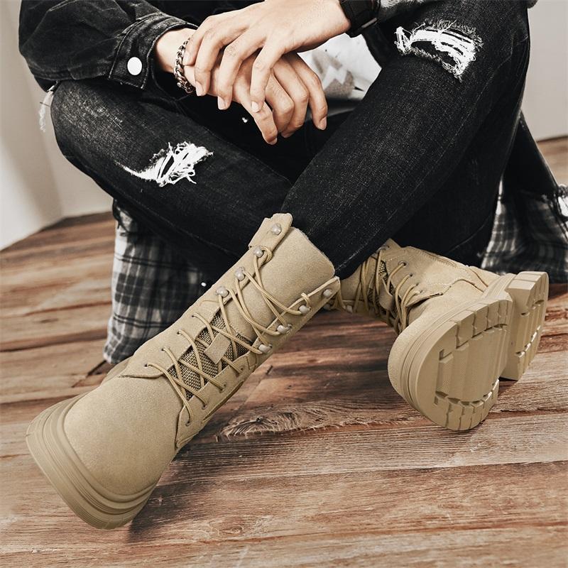 Fashion Men Work Shoes Men Outdoor Snow Boots Stylish Winter Men Ankle Boots Autumn High Quality Sneaker Leather Plush Snow Desert Boots