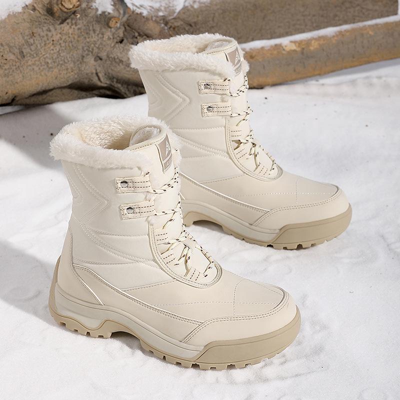Winter Snow Boots Plush Warm Cotton Shoes Wear-resistant Windproof Sports Outdoor High-top Lace-up Boots Large Size