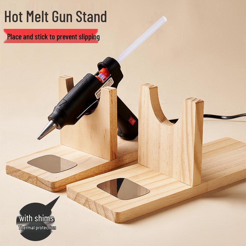 Thickened Anti-Scald Solid Wood Stand for Hot Melt Glue Gun with Head Fixing Feature