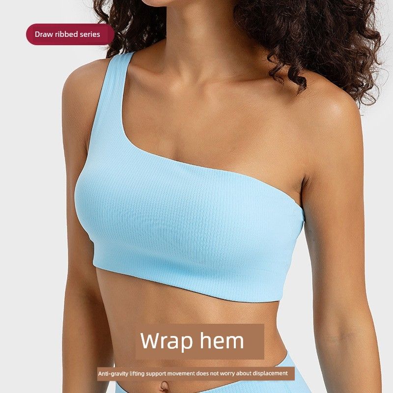 

Rib One-Piece Shoulder Cut Out Fixed Cup Yoga Cold Blue 6