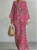 Women's Suit, Batwing Sleeve, Loose Fit, Vibrant Red and Pink Paisley Floral Print TwoPiece Set for Casual, Elegant, and Summer Fashion Styling