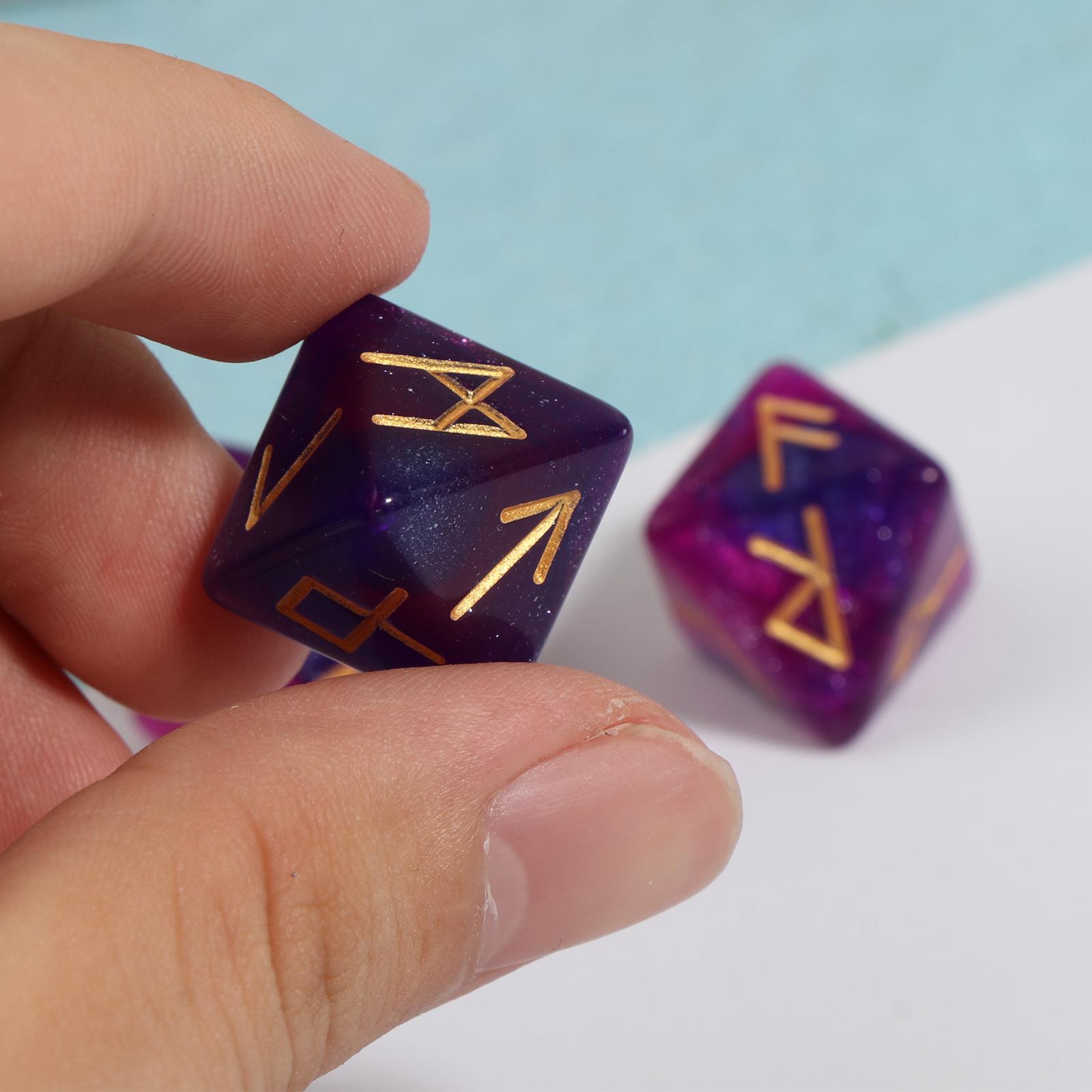 Dés Polyédriques En Résine à 8 Faces – Jeu De Divination Runique – Sac En Velours Inclus – Pour Astrologie Et Jeux De Société