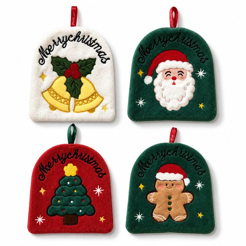 Coral Fleece Christmas Hand Towels Quick-drying Cleaning Dishcloths Xmas Decor