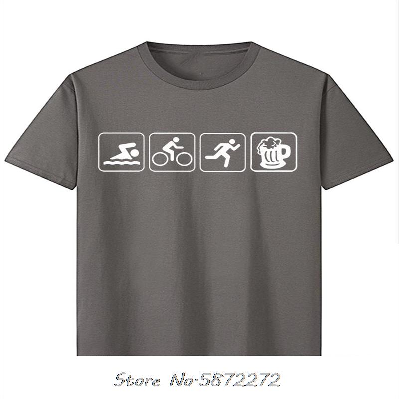 

Triathlon Swim Bike Run And Beer Funny TShirts Cotton T Shirt Unisex Tshirt Oversized Tees Fitness Tops Men Clothing Streetwear 4XL
