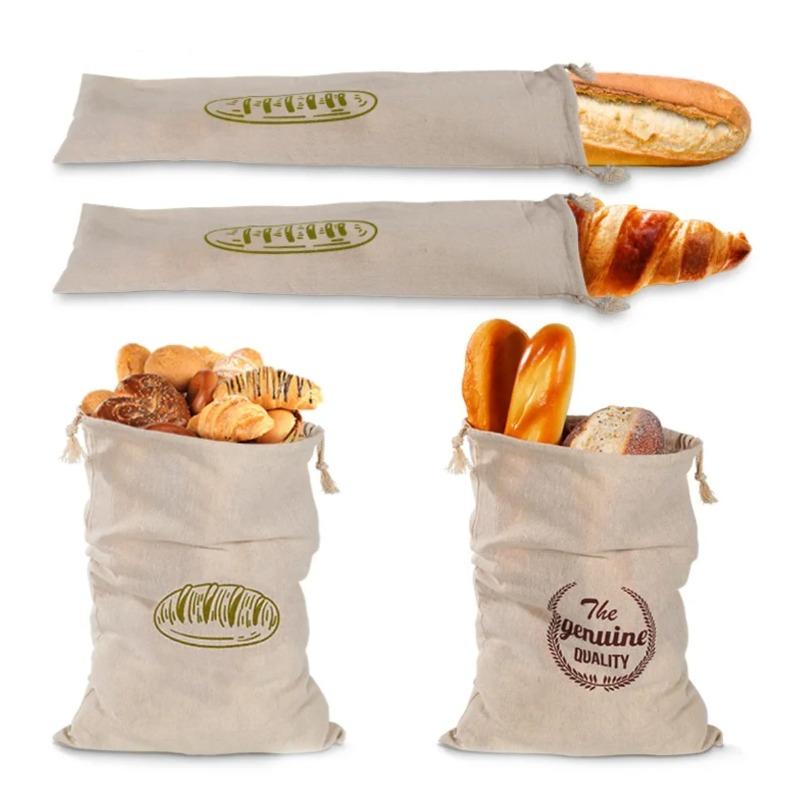 Brotbeutel Wiederverwendbar Baguette Kordelzug Baumwolle Verschluss Leinen Brottasche Hausgemacht Handgemacht Brotlagerungsbeutel