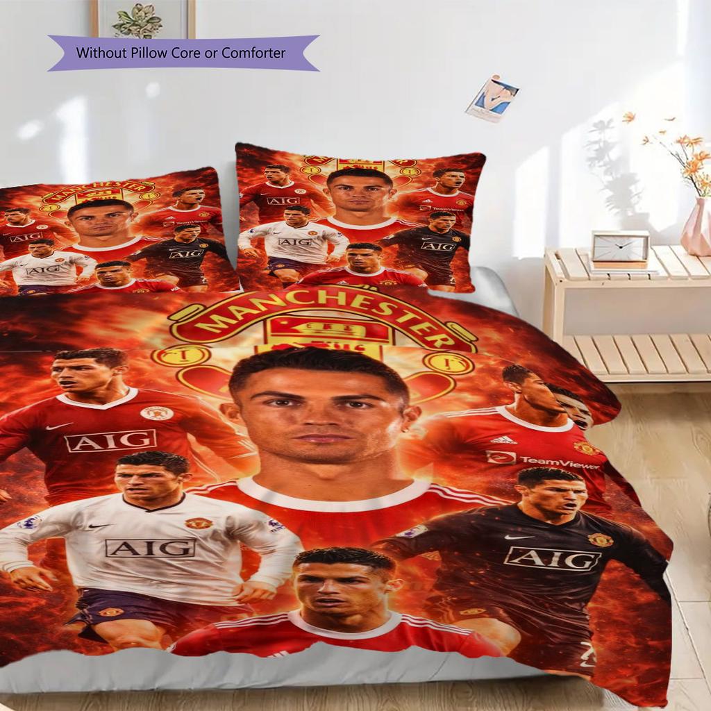 Cristiano Ronaldo Manchester Legacy Threepiece Set Without Core 1 Duvet Cover 2 Pillowcase Without Core Soft And Comfortable Bedding Set