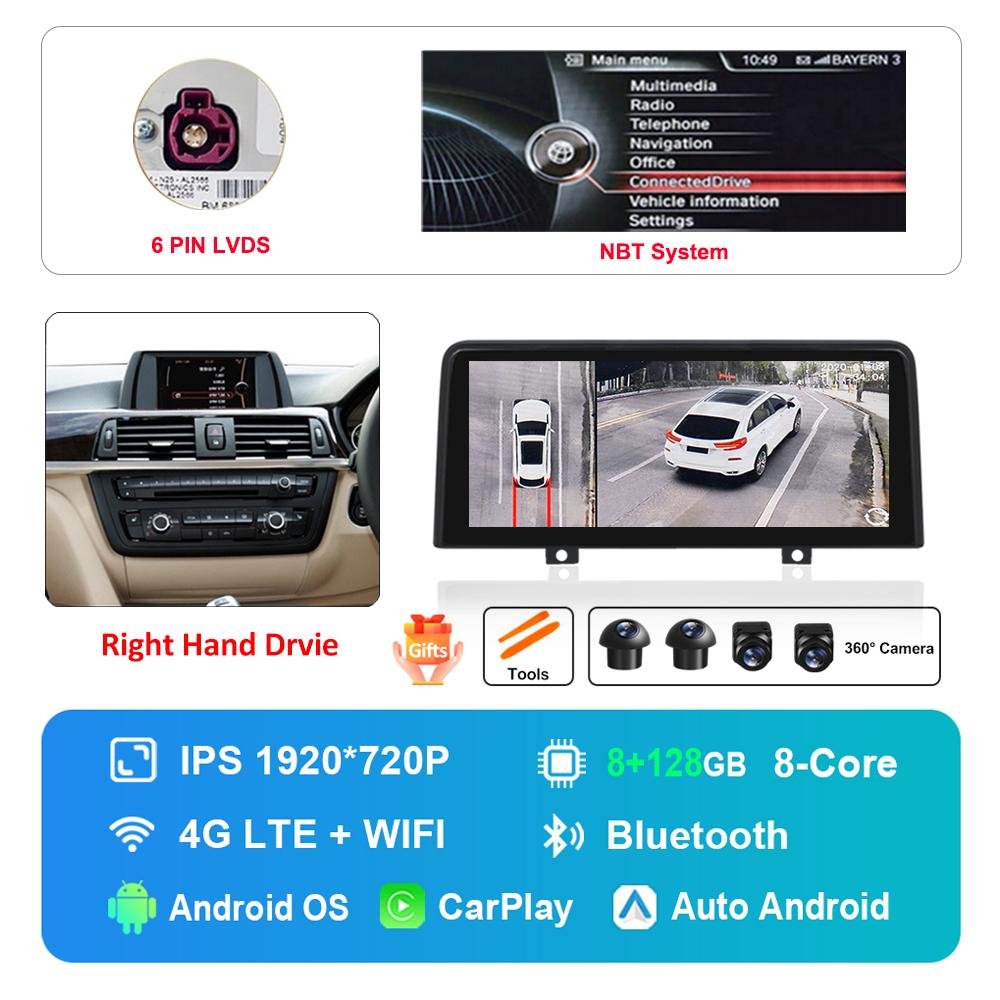 12.3 Inch Right Hand Drvie for BMW 3 4 Series F30 F31 F32 F33 F34 F36 NBT EVO System Android Car Radio Multimedia Player 4G WiFi