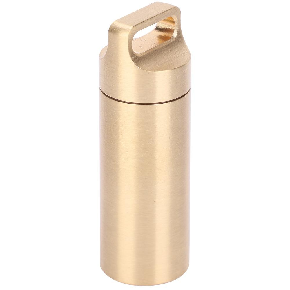 Brass Tablet Container Waterproof Pill Container Durable Capsule Box Holder  Outdoor Travel