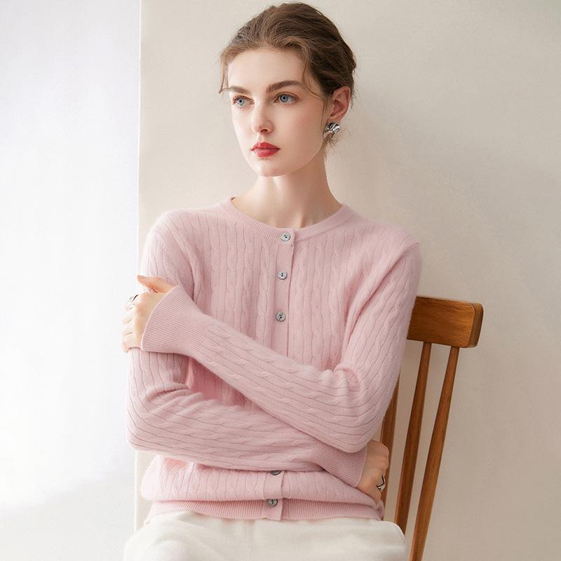 Le Kasha 100% Pure Cashmere Women's Cable Knit Button-Up Cardigan - Autumn/Winter Collection