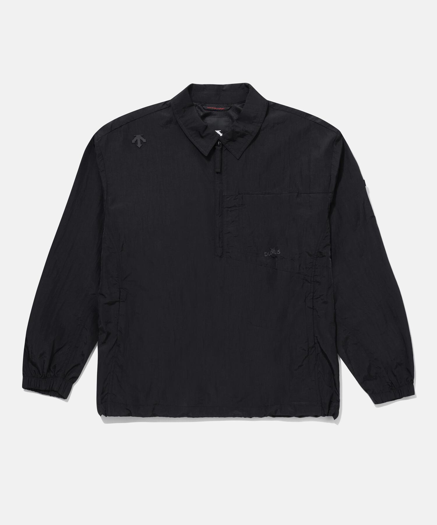 Анорак-свитшот Descente Dualis с мятой фактурой, тканый, черный (Sp121Dan24) /105