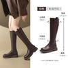 Augustine Black Boots Women's 2025 New Autumn and Winter Fleece Thick-soled Thick-legged Small Knight Boots Boots
