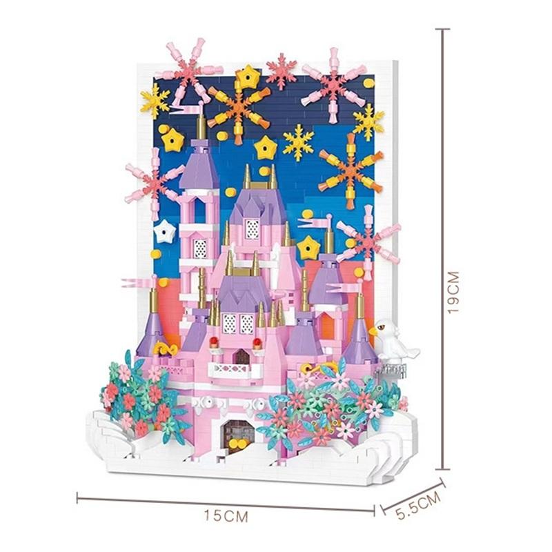 Small Blocks World Architecture Pink Castle 3D Diy Decoration Goods Beautiful Taj Mahal Brinquedos For Girl Plaything Kids Present