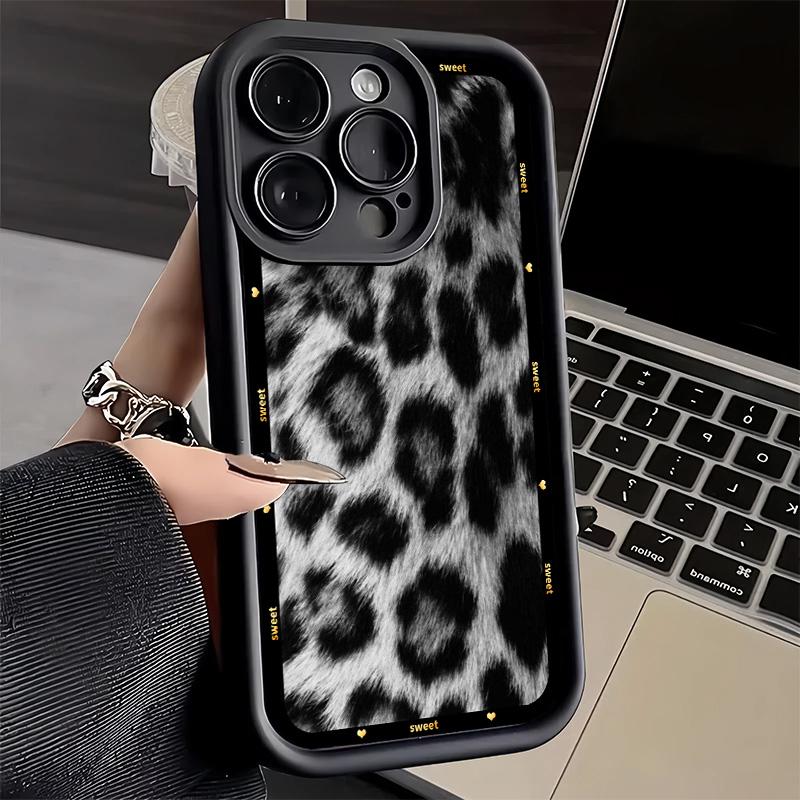 Phone Case for iPhone 17 Air 16E 15 16 Pro Max Fashion Sweet Leopard Print Cover 14 Plus 13 12 Mini Soft Shell Silicone Fundas