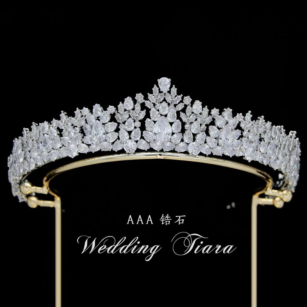 New Elegant Charm Bridal Crown Headpiece Korean Diamond Crown Wedding Hair Accessories
