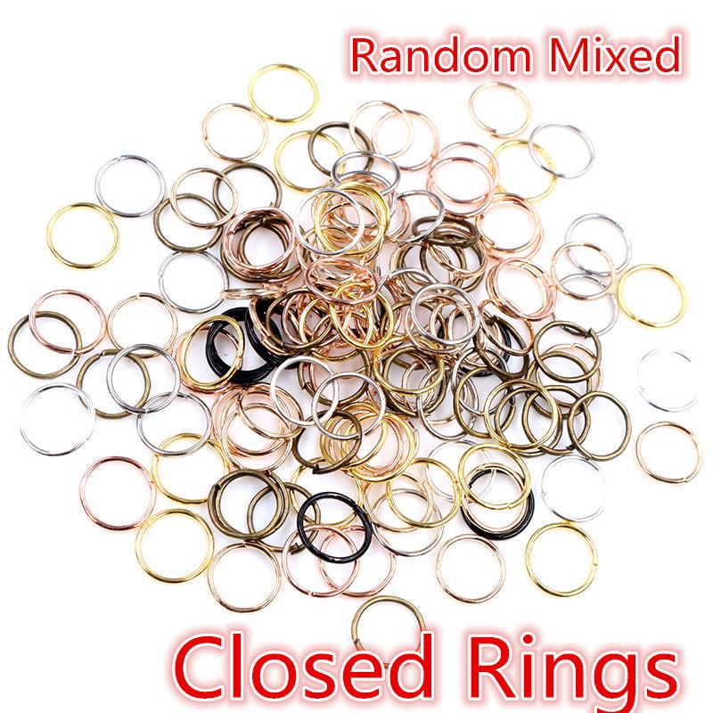 200 piezas 3/4/5/6/7/8/10 mm Metal DIY Componentes para Joyería Anillas de Salto Simples Cerradas/Abiertas y Anilla Dividida para hacer joyería