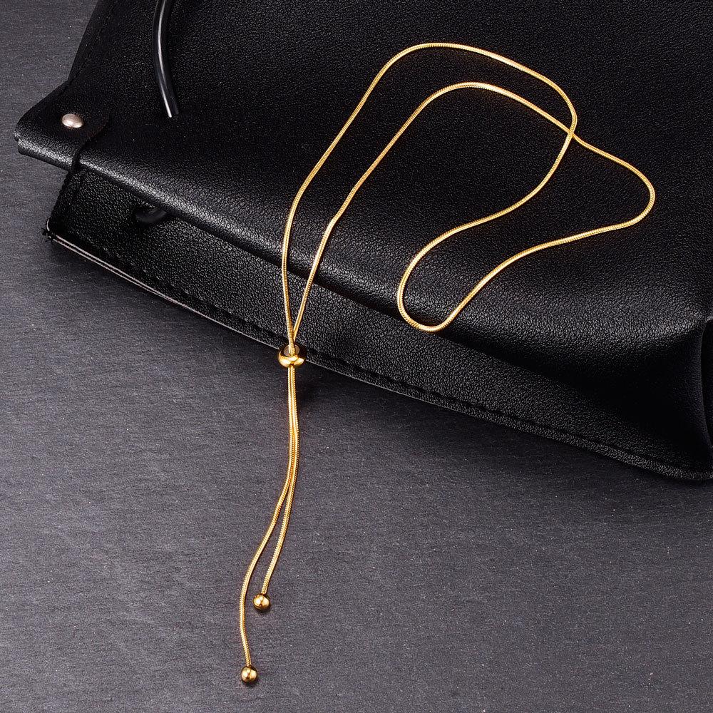 Pulling Sweater Chain Long Style, High-End Feel Snake Bone Chain Simple And Non Fading Necklace For Women, Light Luxury, Niche