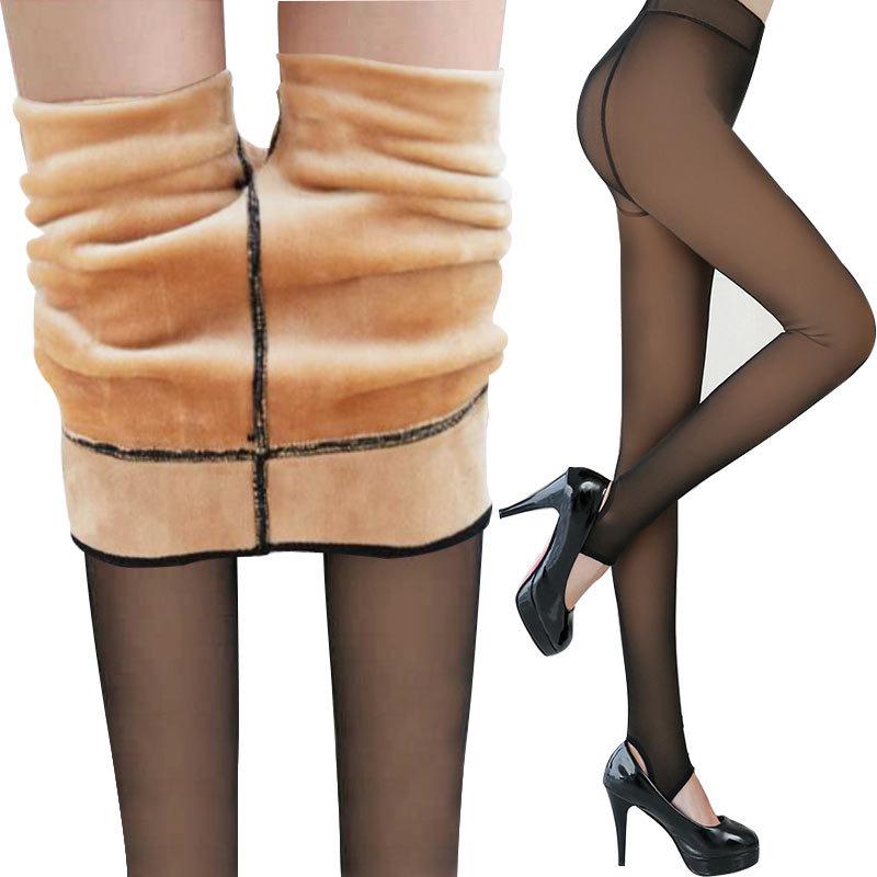 Autumn/Winter 2025 Grey Fleece Lined High-Waisted Sheer Look Leggings