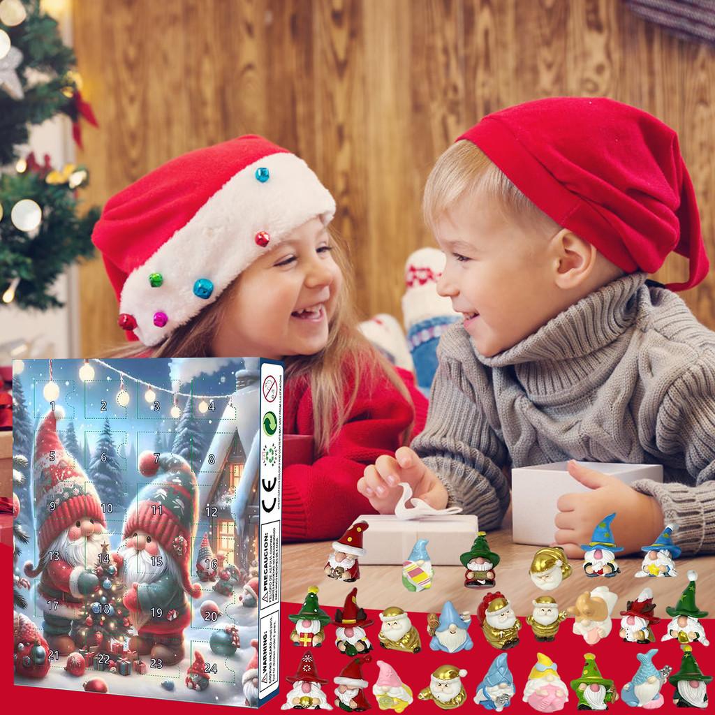 2024 Julnisse Adventskalender Färgglada Pvc-leksaker för Högtidskul Och Glada Överraskningar